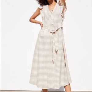 Zara checked rustic midi dress ruffle sleeve